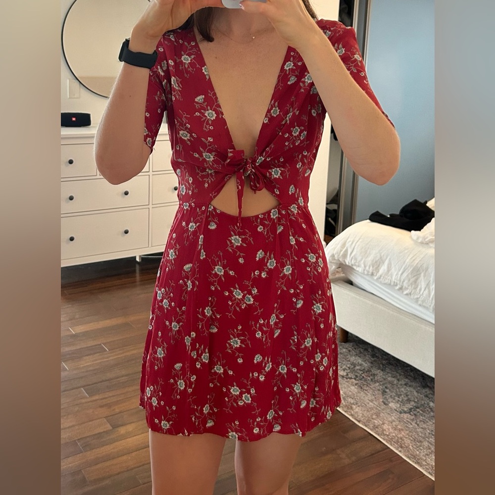 Reformation Red Floral Mini Dress